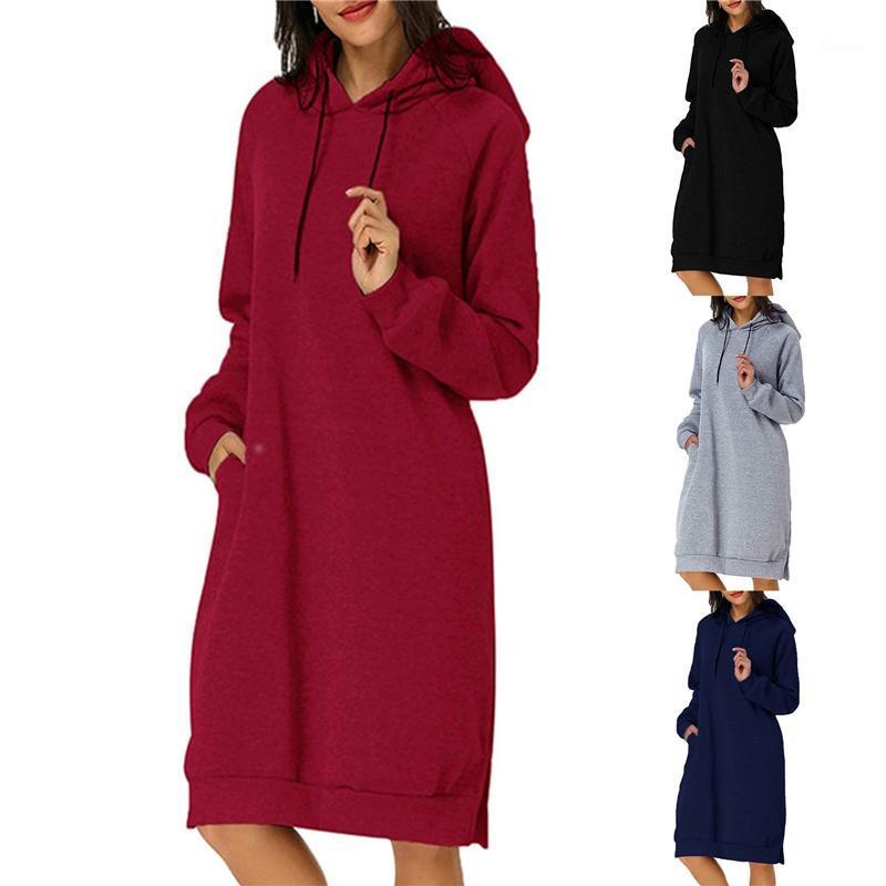

Women' Hoodies & Sweatshirts Women Sweatshirt Dress Solid Autumn Winter Warm Loose Oversized Hoodie Female Pullover Long Length Jumper Mole, Red