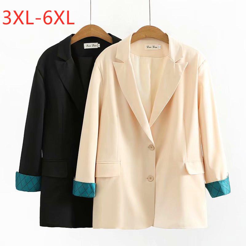 

Women's Plus Size Outerwear & Coats Ladies Fashion Spring Autumn Blazer For Women Large Long Sleeve Casual Beige Blazers Coat 3XL 4XL 5XL 6X