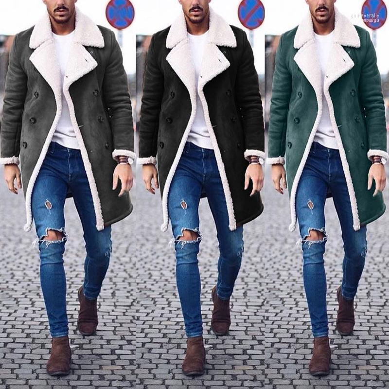 

Men's Down & Parkas Men Jacket Warm Wool Winter Coat Fashion Little Lamb Coats Green Long Outwear Button Vintage Overcoat Clothing1 Guin22, Gn