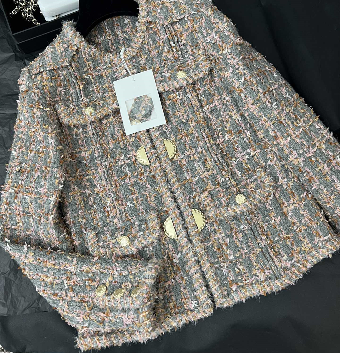 

CC home New 2023 spring Women's brand jacket Fashion high-end autumn winter Chains LOGO tweed coat Leisure Spring Coats cardigan Valentine's day birthday Gift, Multi