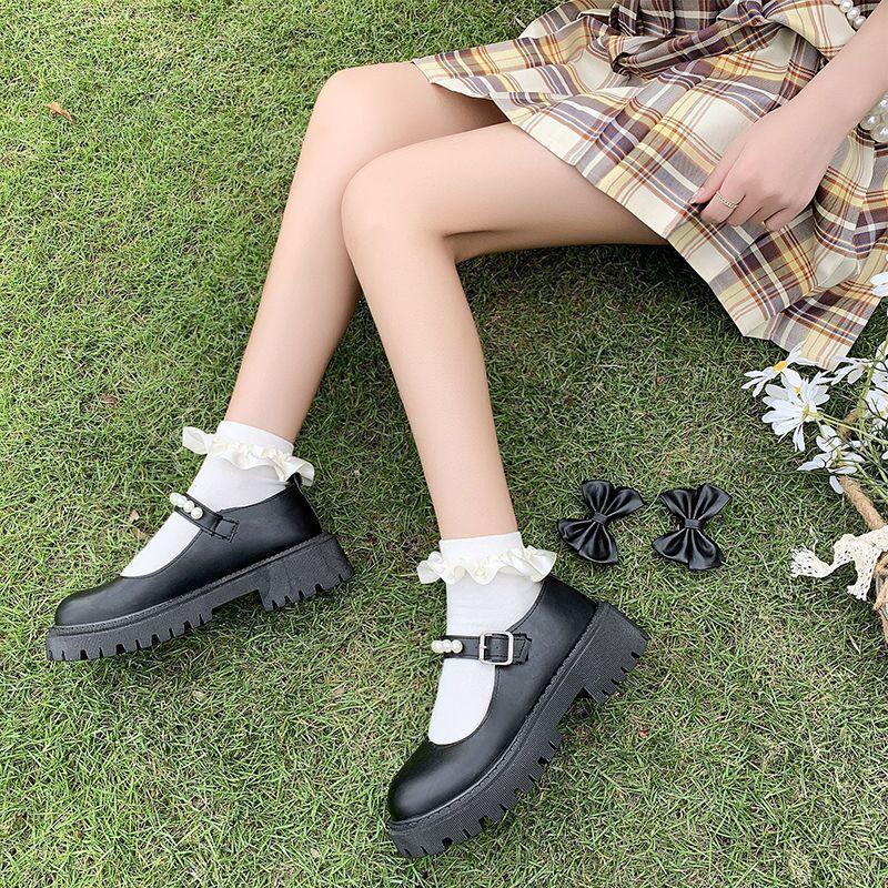 

Dress Shoes 33 46 Lolita Women Japanese Style Vintage Soft Sister Girls High Heels Waterproof Platform College Student Cosplay, Only bow