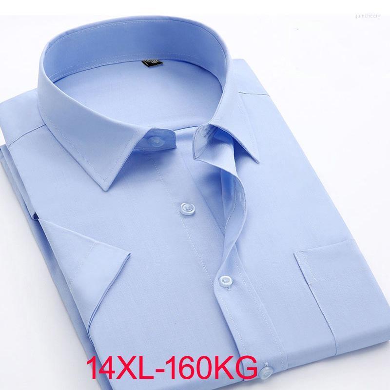 

Men's Dress Shirts Short Sleeve Men Shirt Big Size 7xl 8xl 12XL 13XL 14XL Solid Blue White Pink Black Large 3XL 4XL 5XL 6XL Mens ShirtsMen's