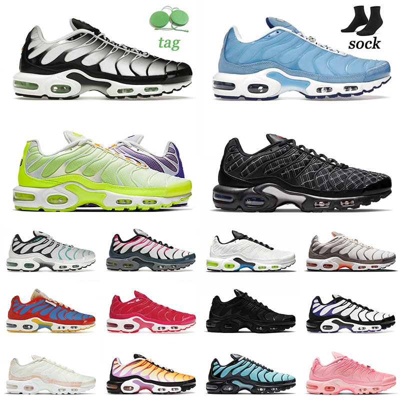 

OG Tn Plus Mens Women Running Shoes University Blue Black White Mint Green Hyper Jade Club Sisterhood Midnight Navy Smoke Grey Trainers Sneakers 36-46, B65 black silver green strike 40-46