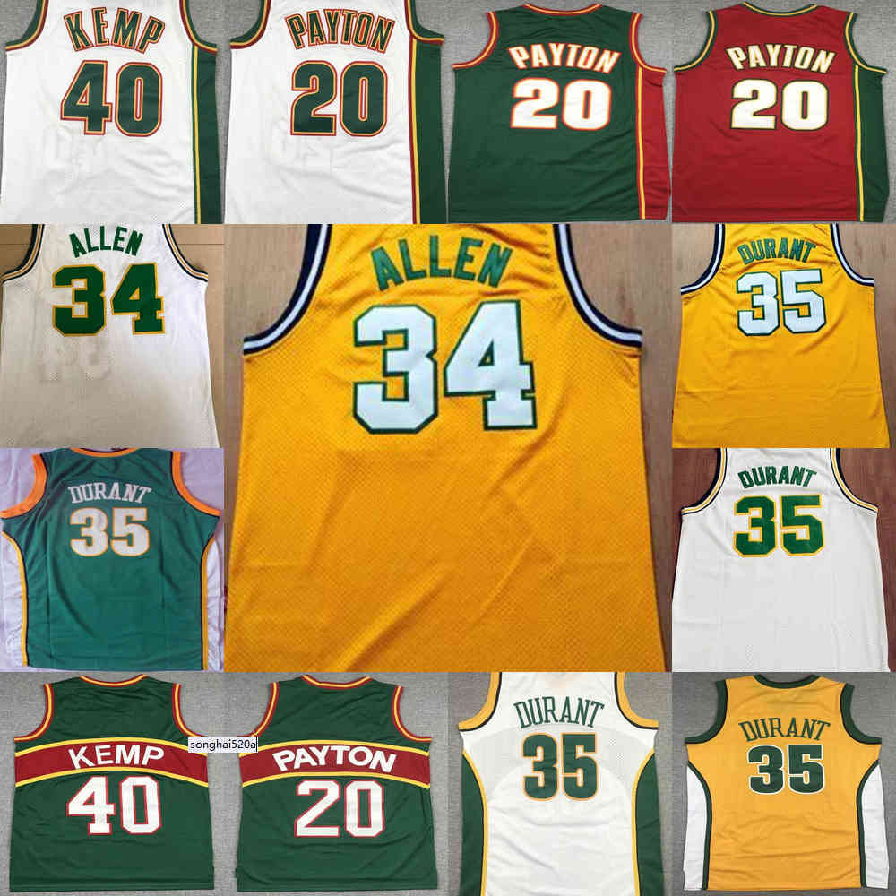 

Men Basketball Shawn Kemp Jersey Gary Payton Kevin Durant Ray Allen Stitched j jerseys, As