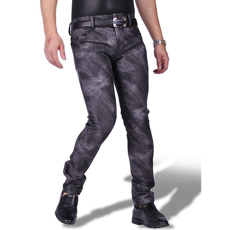 

Men's Pants Plus Velvet Fleece Winter Casual Men Camouflage PU Leather Pencil Motorcycle Pantalon Homme Trousers Clubwear BottomMen's, Black camo