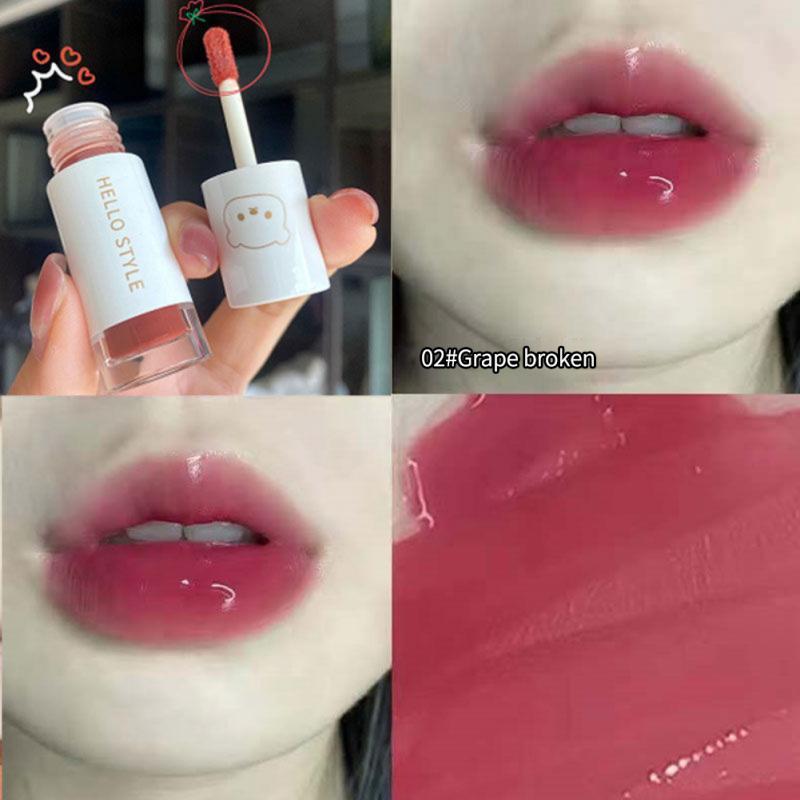 

Lip Gloss Glaze Water Mirror Set Lipstick Easy To Color Waterproof Long Lasting Matte Cosmetic Makeup Hello Style Dull Bear, 01