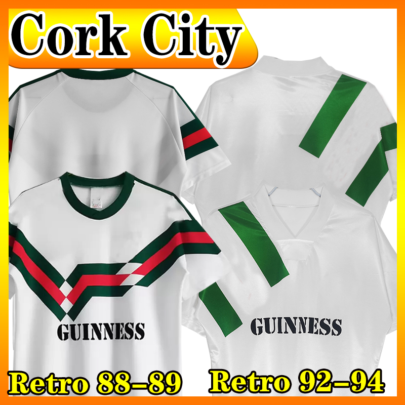 

1988 1989 1992 1994 CORK CITY Retro Soccer Jerseys 88 89 92 94 Vintage jersey Classic Football Shirts home white Maillot de foot Camisetas de Futbol S-2XL, 1992-94