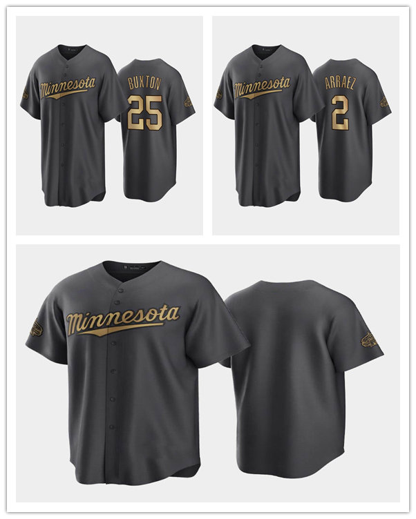 

Minnesota''Twins''MEN Luis Arraez #2 2022 All-Star AL Charcoal baseball Jersey Replica, No name no number