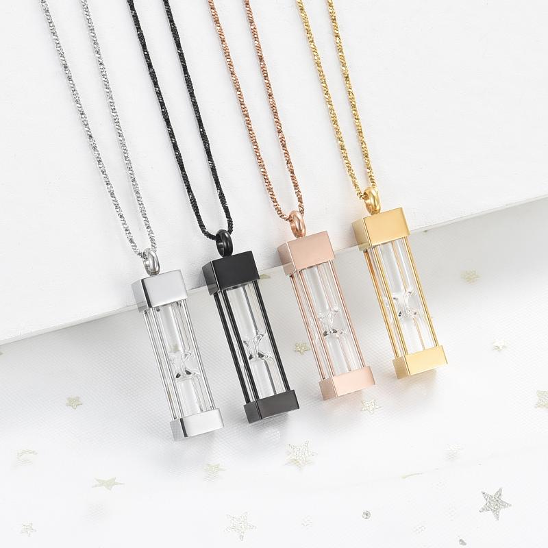 

Pendant Necklaces Glass Square Hourglass Cremation Jewelry Small Gold Box Urn Necklace Memorial Human/Pet Ashes Keepsake Friend Fine GiftsPe