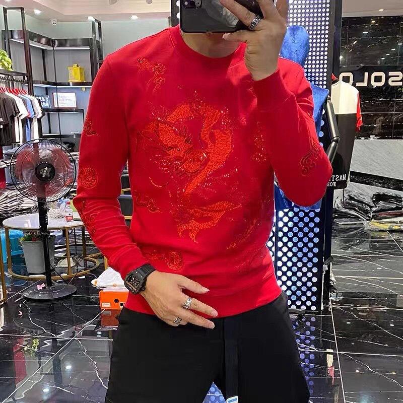 

Men's Hoodies & Sweatshirts Autumn And Winter Men's Fashion Personality Diamond Sportswear Casual Slim Pullover SportswearMen's, As shown asian size