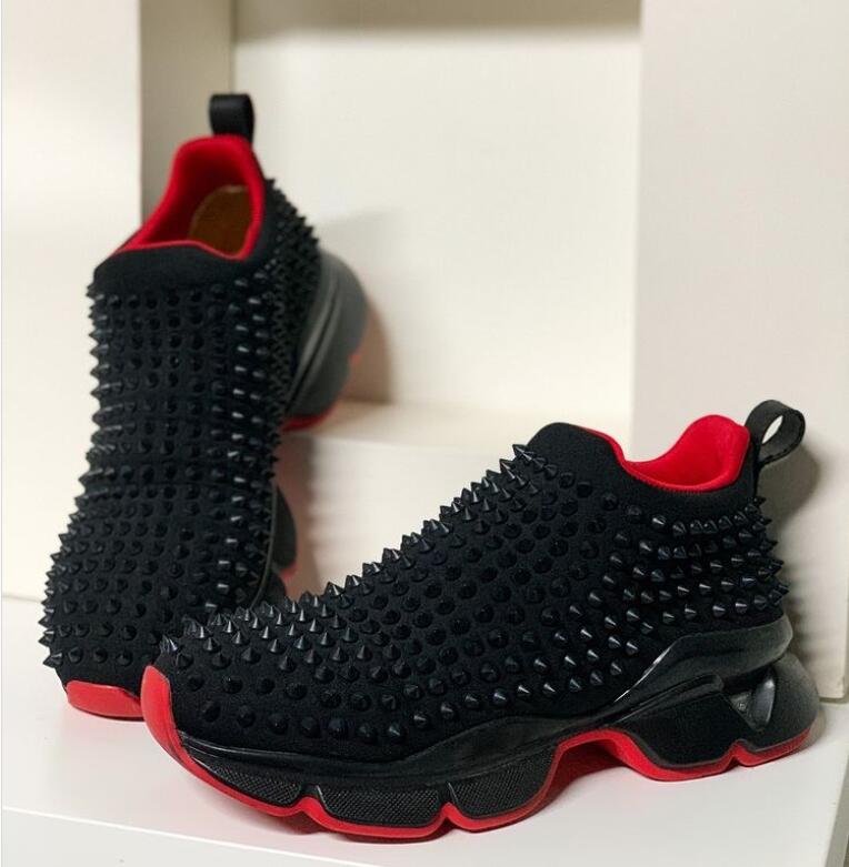 

Studded Shoes Men casual shoes red bottoms spikes sneakers shoe Space Run spiked black soft suede leathers sock donna Flat Neoprene luxury design sneaker, 20