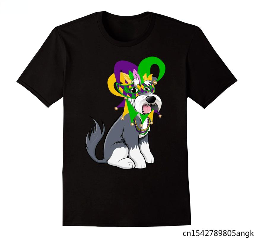 

Men's T-Shirts Mardi Gras Schnauzer Dog T-shirt Funny Harajuku Streetwear Men Short Sleeve O-neck Tops