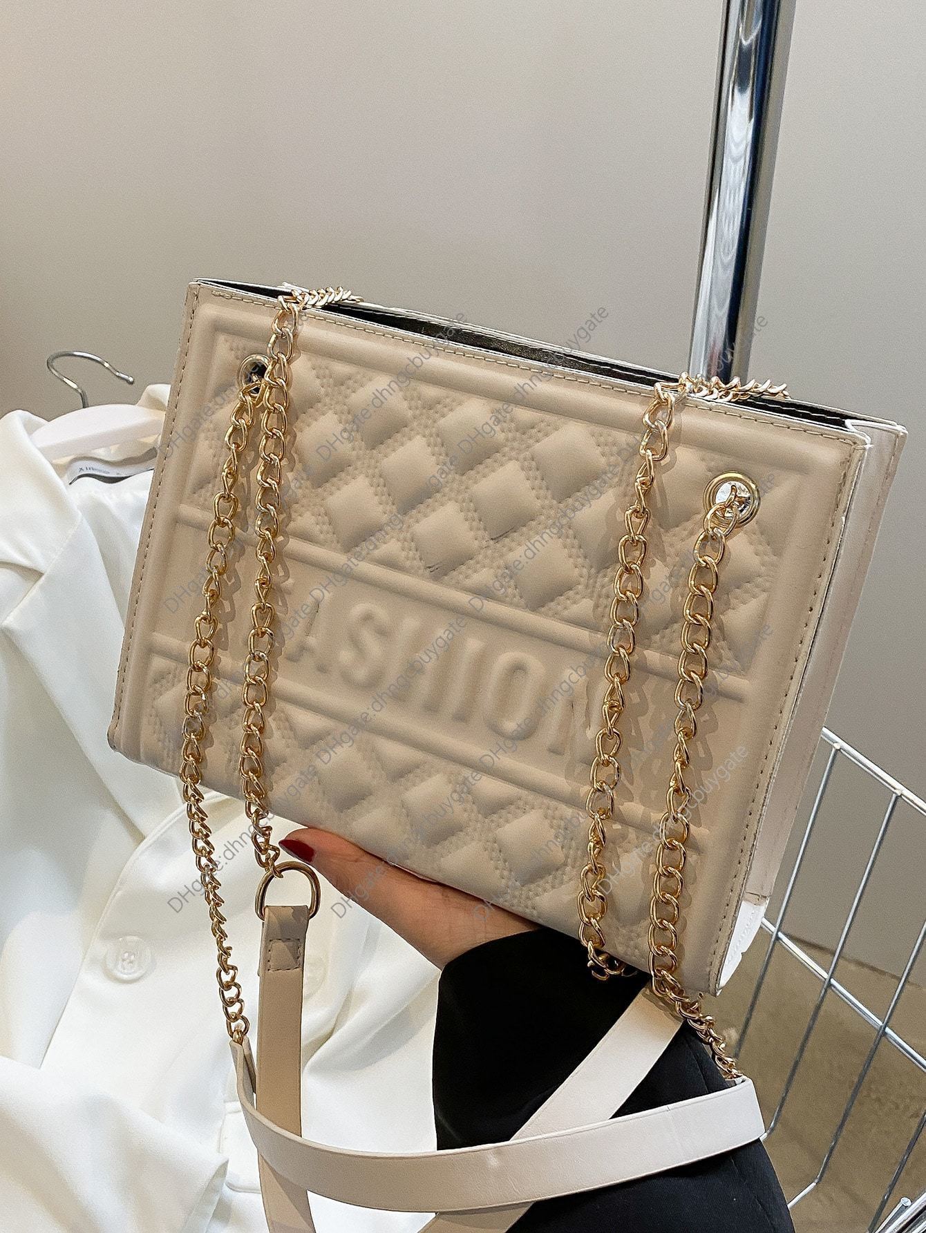 

Geometric Designer Bag & Letter Embossed Chain Square Handbag Leather Luxury Brand Fashion Wallet crossbody bag Handbag Leather, Beige