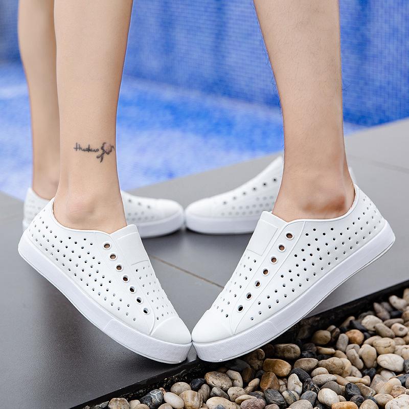 

Sandals Size 44 Summer Men And Women Slippers Hollow Fashion Non-slip Wading Shoes For Couples Beach Sports BreathableSandals, White