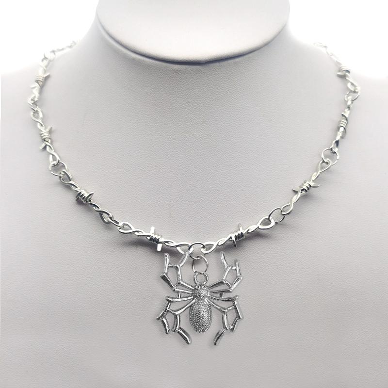 

Chains Gothic Wire Brambles Iron Spider Unisex Necklace Punk Barbed Little Thorns Chain Choker Hip Hop Goth Jewelry Gifts