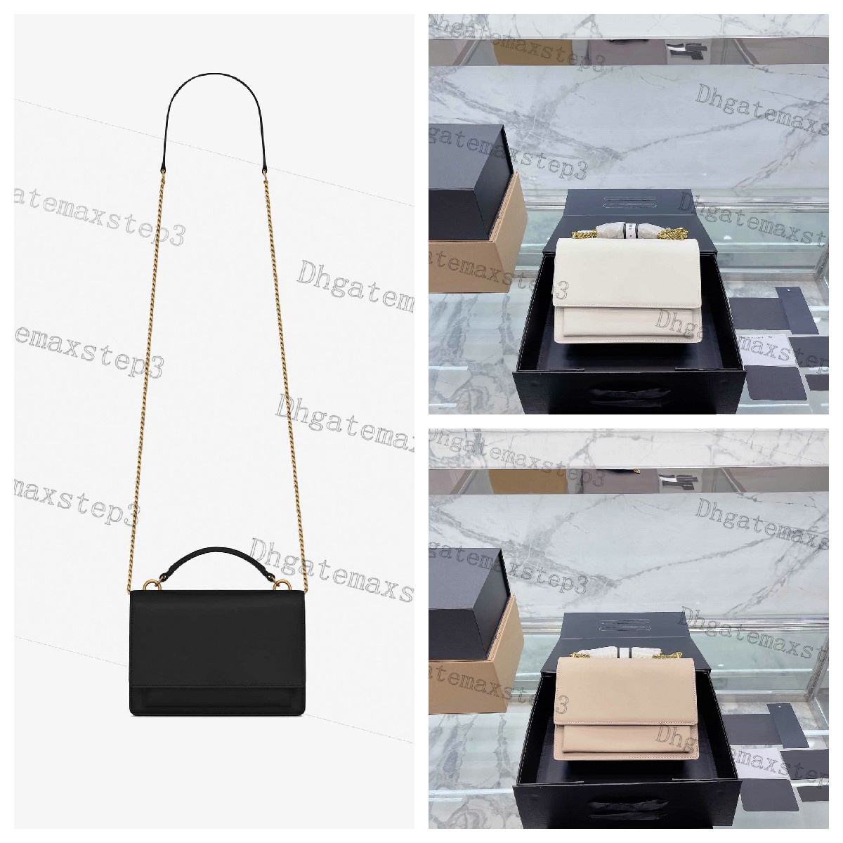

Luxury Designer Sunset Bag Chain Wallet Flap Leather Monos Top Handle Handbag Deceorated With Metal Letter Crossbody Fashion Patchwork Shoulderbag Ladies Stylish