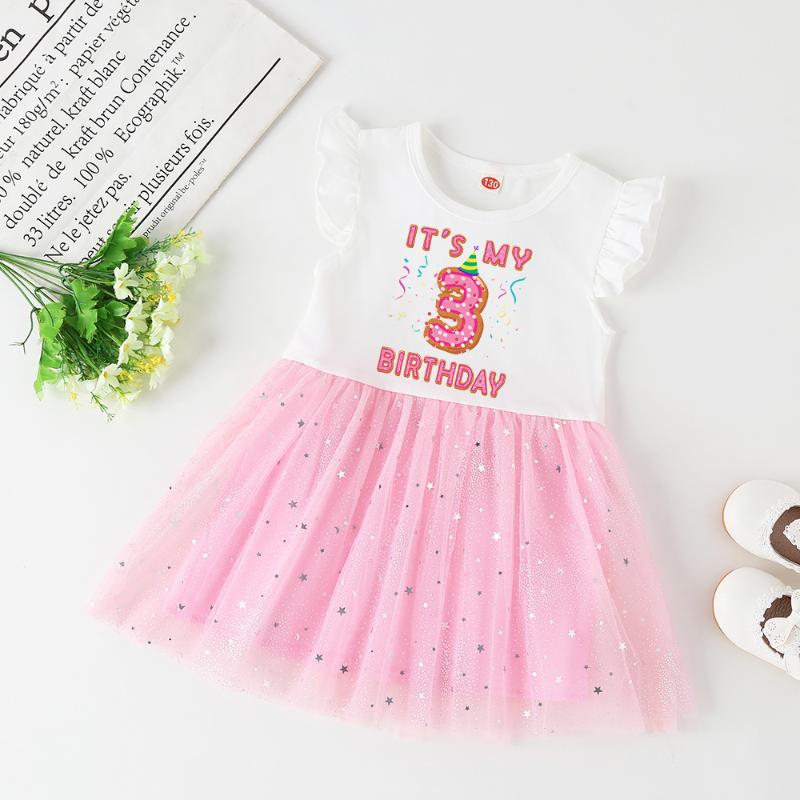 

Girl's Dresses Baby Girl 1-6 Year Dress Cute Donut Number Birthday Outfit Summer Clothes Kids Party Tutu Outfits, W09231-a016-