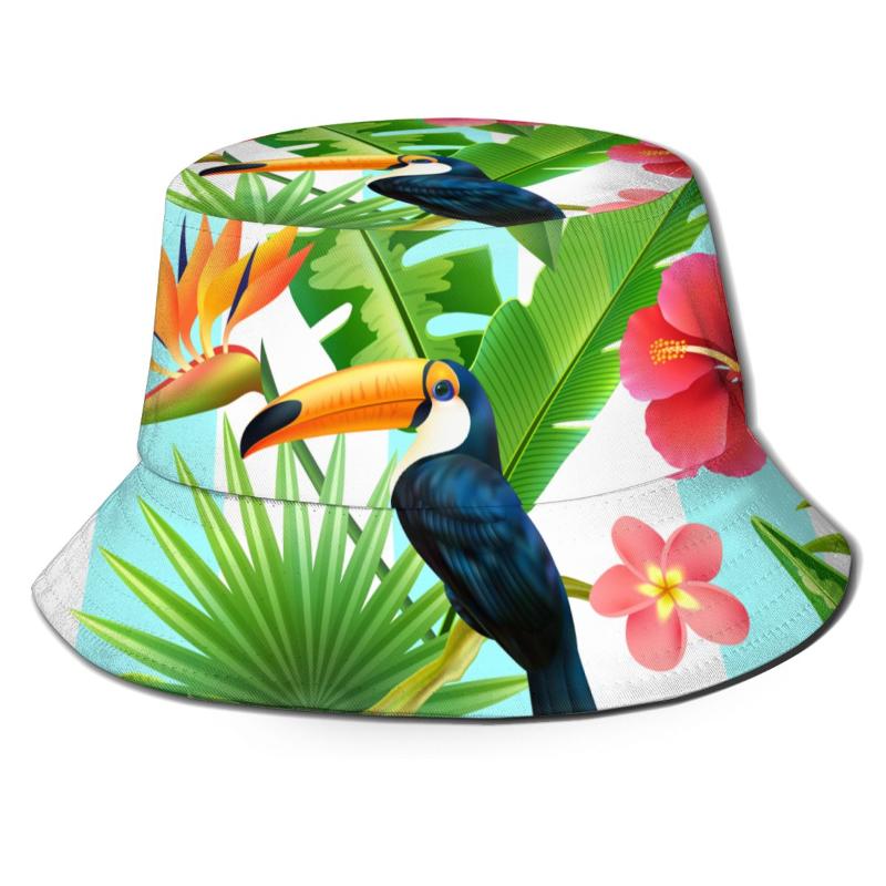 

Berets Rainforest Toucan Unisex Casual Sun Hat Bucket For Men Women Bob Hip Hop Caps Summer Fisherman Panama, Black