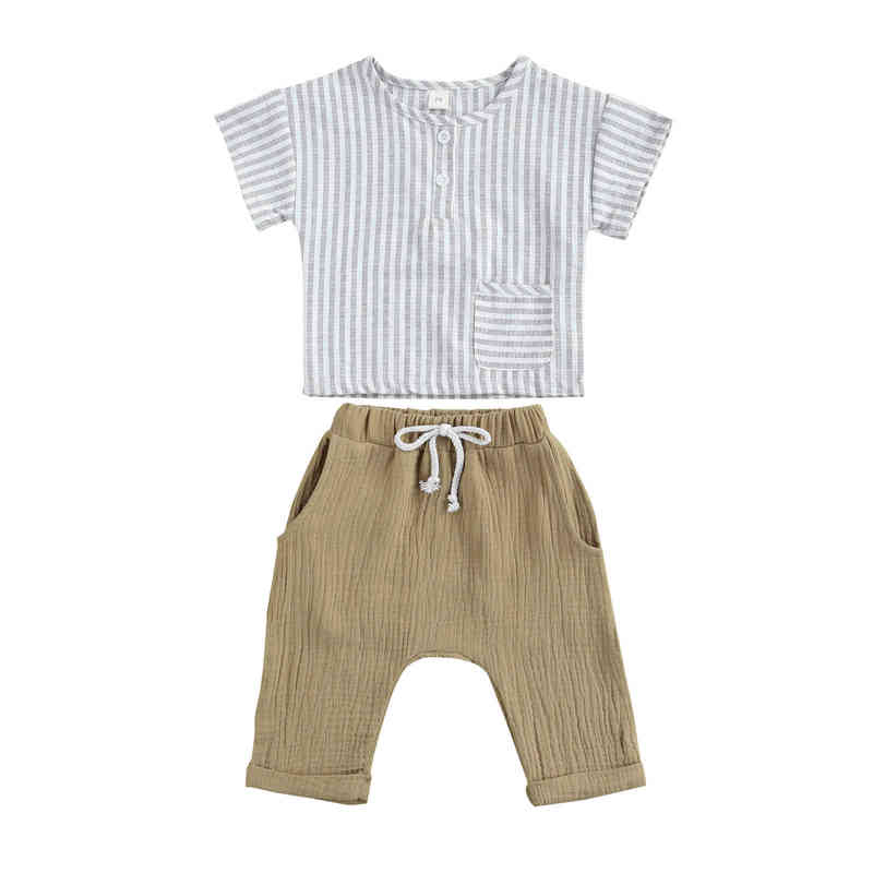 

Citgeett Summer Baby Boys Tracksuit Stripes Short Sleeve Tops J220712, Red