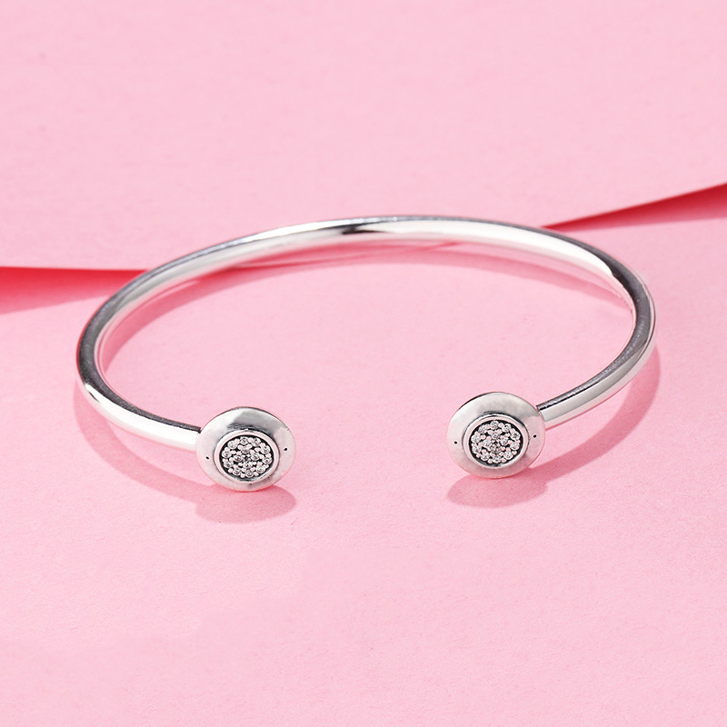

Authentic 925 Sterling Silver sign Open Bangle Bracelet Women girls Party gift Jewelry with Original box set for Pandora CZ diamond bracelets