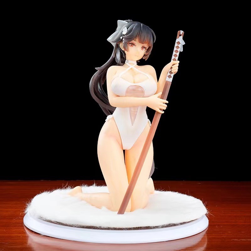 

Anime Doll Action Figures Doll Model Toy Dolls Azur Lane Kaohsiung Swimsuit Kneeling Beach Rhapsody Two-dimensional Beautiful Girl 18cm, Kneeling without the ball