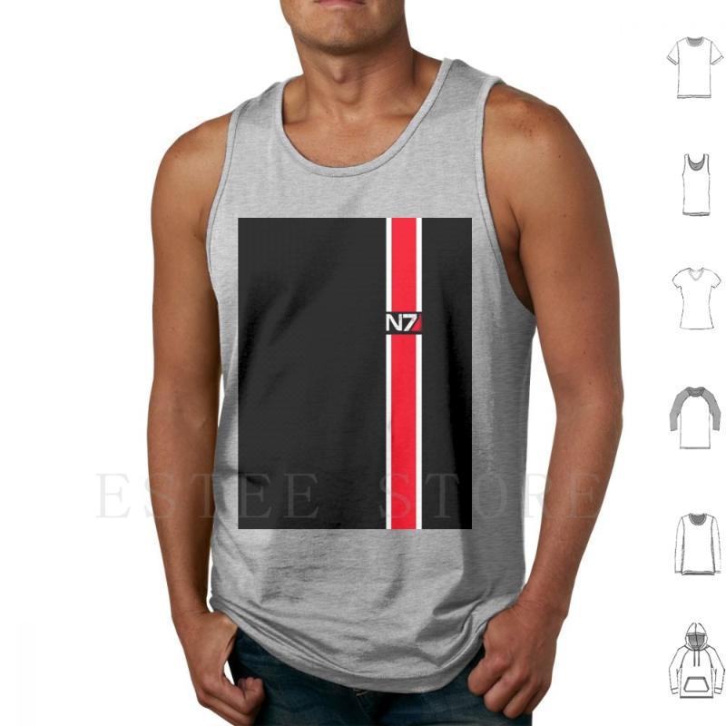 

Men' Tank Tops Mass Effect-N7 Vest Effect N7 Red Symbol Commander Black White Logo Game Battle Cats, White;black