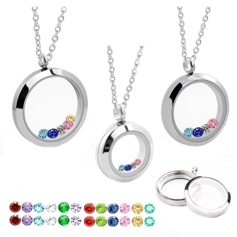 

20mm/25mm/30mm Magnetic Closure Silver Round Pendant for men and women 316L Stainless Steel Living Memory Locket Pendant with Necklace