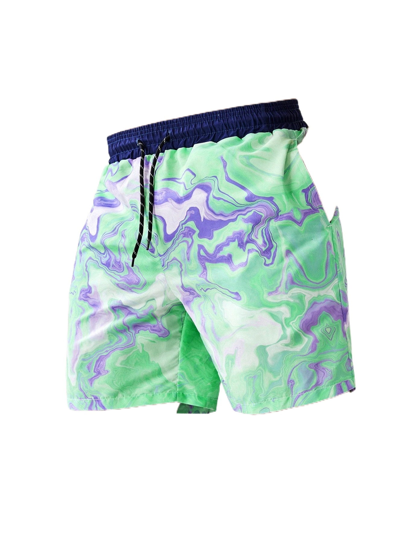 

men Random Marble Print Swim Trunks F7IA#, Multicolor