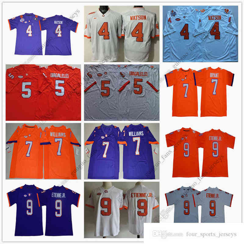 

NCAA Clemson Tigers Football Jersey 4 Deshaun Watson 5 DJ Uiagalelei 7 Austin Bryant 9 Travis Etienne Jr. High Quality Jersey Size S--XXXL1, As picture
