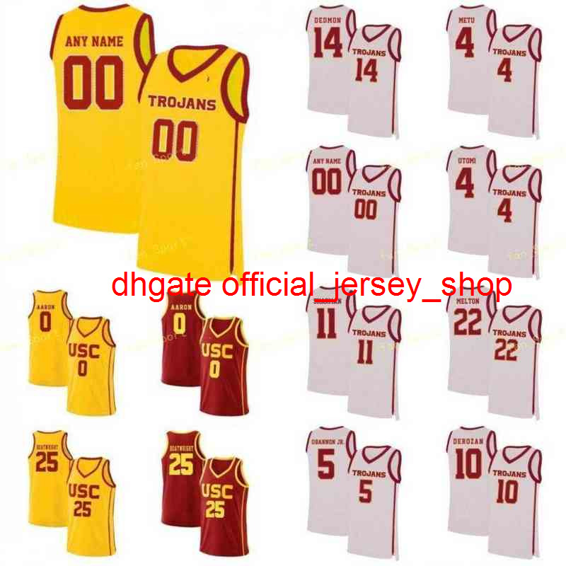 

stitched custom jersey College NCAA USC Trojans Basketball Jersey 21 Onyeka Okongwu 22 Drake London 23 Max Agbonkpolo 24 Brian Scabrine Custom Stitched, As