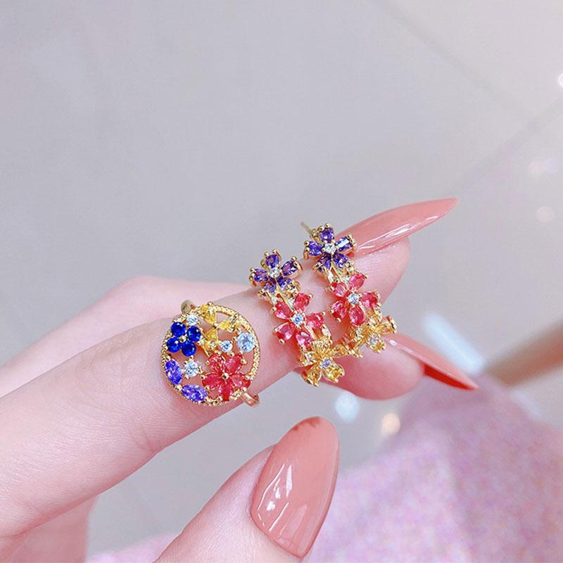 

Cluster Rings Minimalist Colorful Flower Zircon Adjustable Ring Vintage Exquisite Luxury Cute Daily Fine Accessories GiftCluster ClusterClus