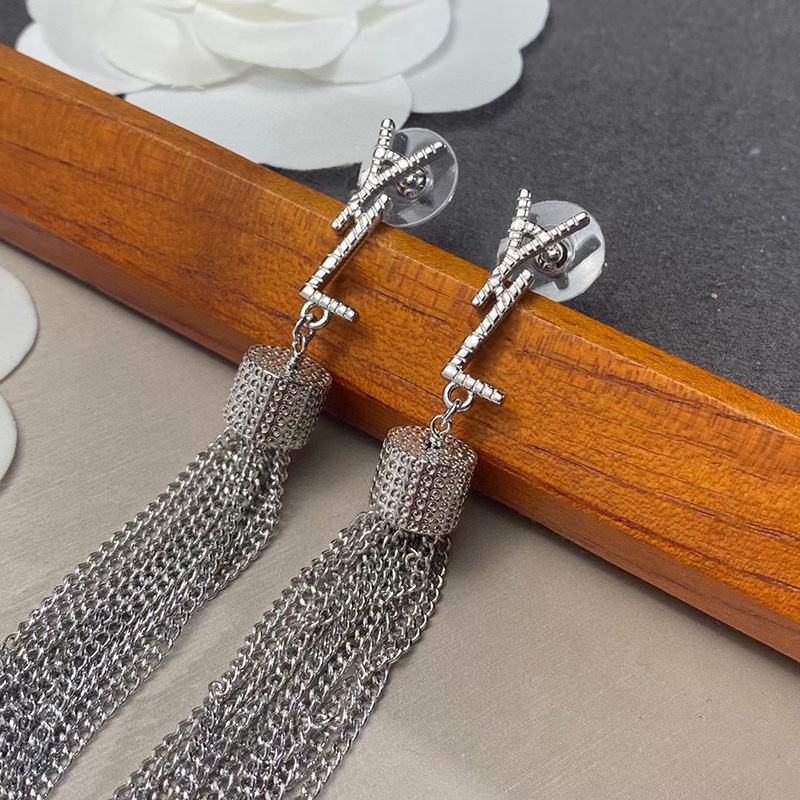 

Women Pendant Earring Designer Jewerry Luxury Lady Long Macrame Stud Earrings Gold Plated Silver Studs Letter Y Wedding Party Gift Box 2022