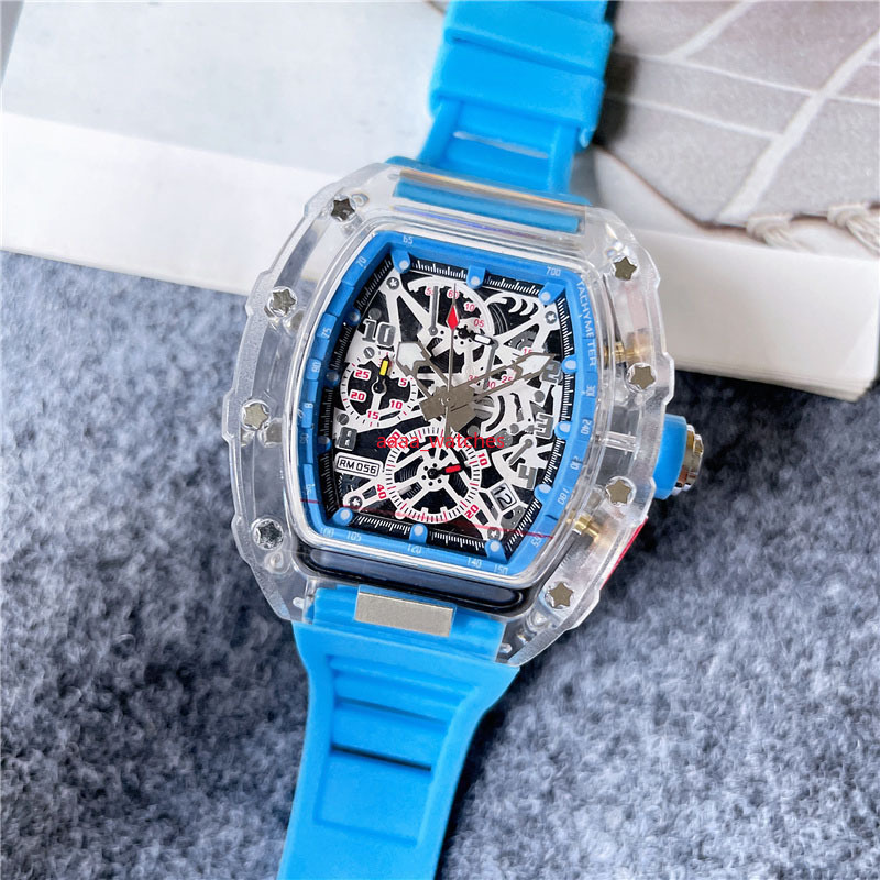 Montres-bracelets de luxe pour hommes, Style luxe, haute qualité, multifonction, bracelet en caoutchouc, horloge à Quartz 22