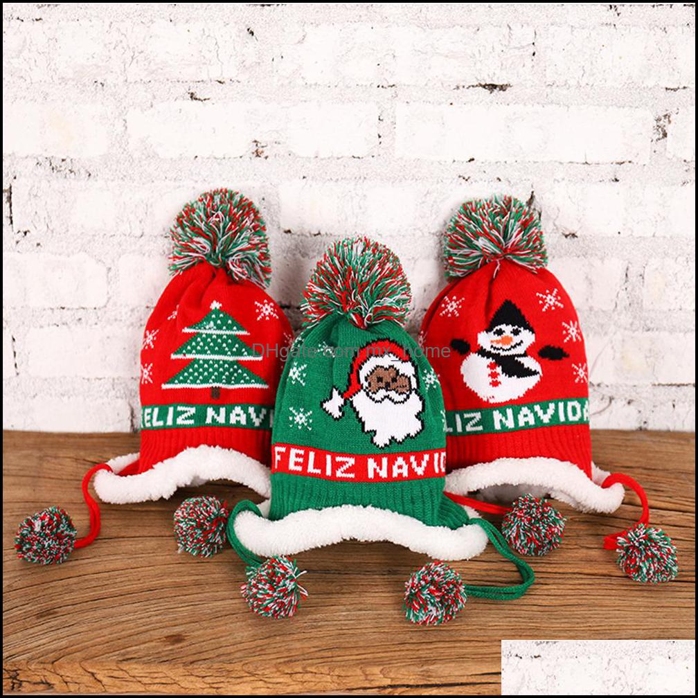 

Caps Hats M343 Autumn Winter Christmas Children Knitted Hat Baby Plus Fleece Warm Wool Ball Kids Drop Delivery 2021 Mxhome Dqm, Color #2