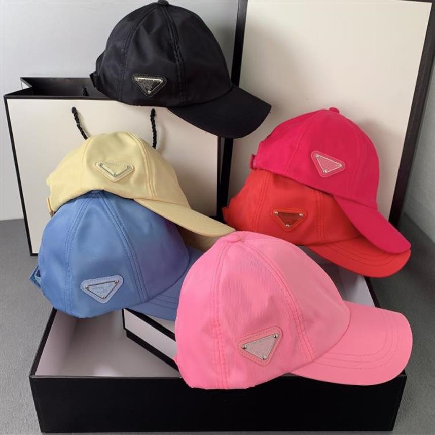 

Designer Mens Nylon Baseball Caps 2022 Spring Summer Womens sports golf Cap Unisex Outdoor Peaked Cow leather Logo Side Sun hat Hi271i, Pink