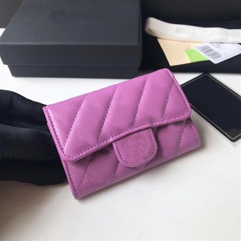 

Top quality Genuine Leather Wallets Purse Holders Coin designer caviar wallet handbag card holder Men Women's Black Lamb212P, Black lambskin gold buckle