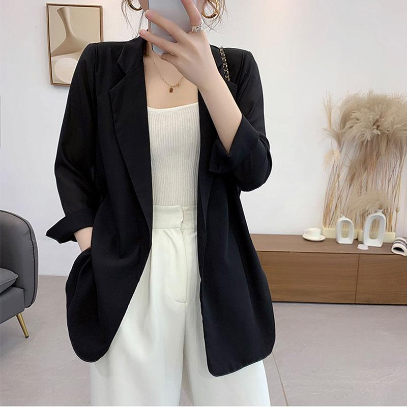 

Women' Suits & Blazers Chiffon Blazer Women Summer 2022 Fashion Wild Korean Thin Section Style Drape Black Suit Casual Top Sun Protection H