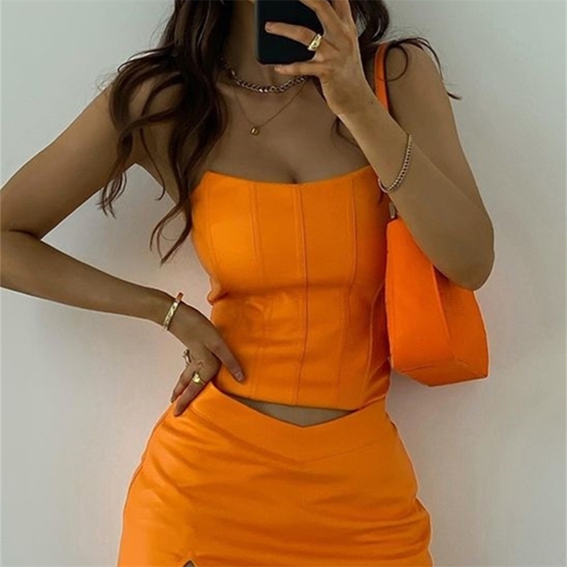 

Autumn Bodycon Dress Set Women Party Arrivals Strapless Top and Skirt Leather Sexy Club Night es 220418, Yellowfishbone dress