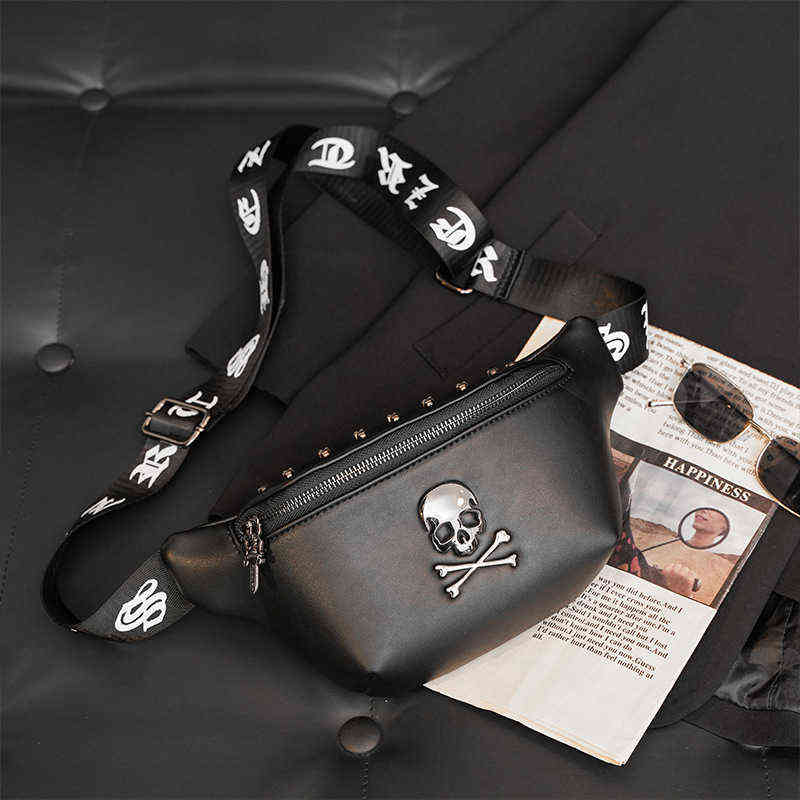 

Skeleton ghost chest bag men's fashion Single Shoulder Messenger Korean fashion men's bag, Custom made from 100 black