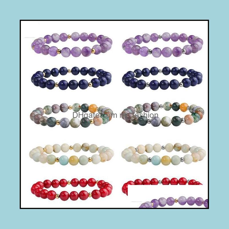 

Beaded Strands Bracelets Jewelry Adjustable Natural Stone Bead Yoga Healing Crystal Stretch Beaded Bracelet For Women Men Handmade Drop Del