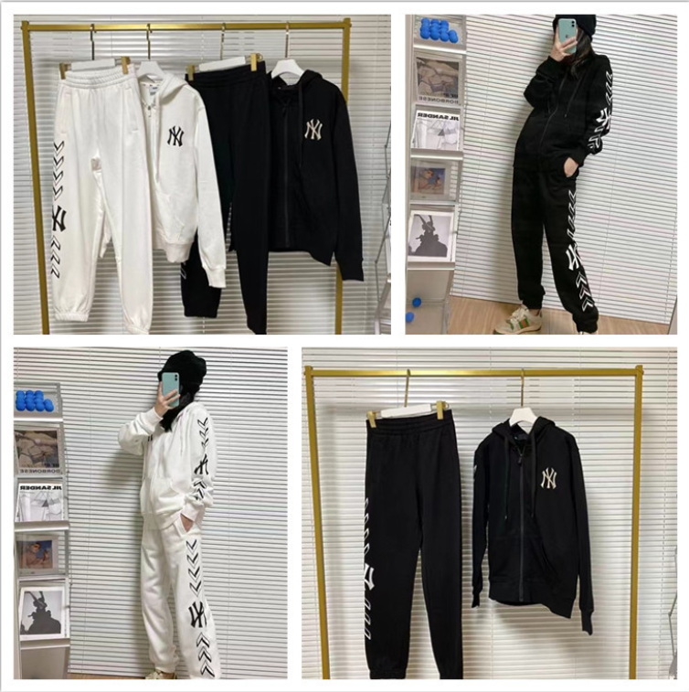 

New Fashion Lover Couple Sportwear Set Printed Hooded Clothes 2PCS Set Hoodie and Pants Hoodies Women Tracksuits, White