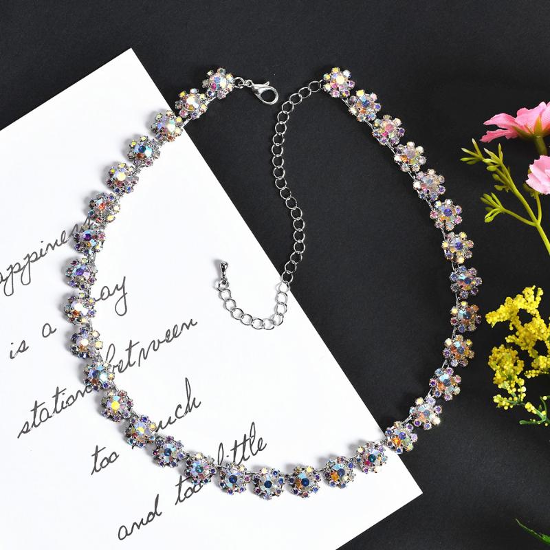 

Chains Rhinestone Necklace Retro Fashion Crystal Jewelry Colorful Girls Shiny Prom Wedding Accessories CORUIXI H94515Chains