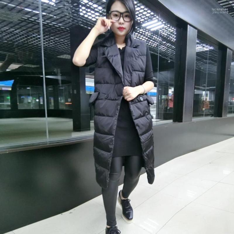 

Women's Vests 2022 Winter Fashion Double Breasted Black Female Loose Thicken Long Women Casual Outerwear Gx1478 Drop Ship Luci22