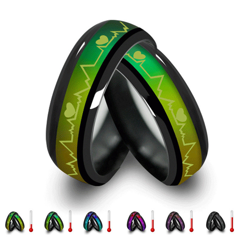 

Mood Ring For Woman ECG TitaniumSteel Couple Ring.
