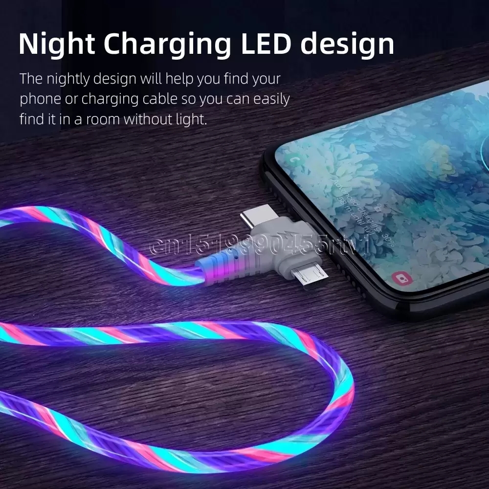 

Decorative Objects & Figurines Decorative Objects & Figurines 3in1 Flow Luminous Lighting usb cable for 3 in 1 2in1 LED Micro USB Type C 8-Pin charger for