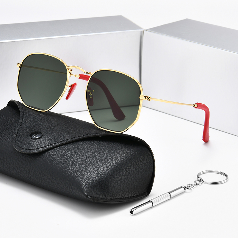 

2022 Brand Designer Sunglasses Women Men Alloy Frame Tempered Glass Lens Reflective Color Film Sheep Leather Foot Sleeve Gafas De Sol 3548F