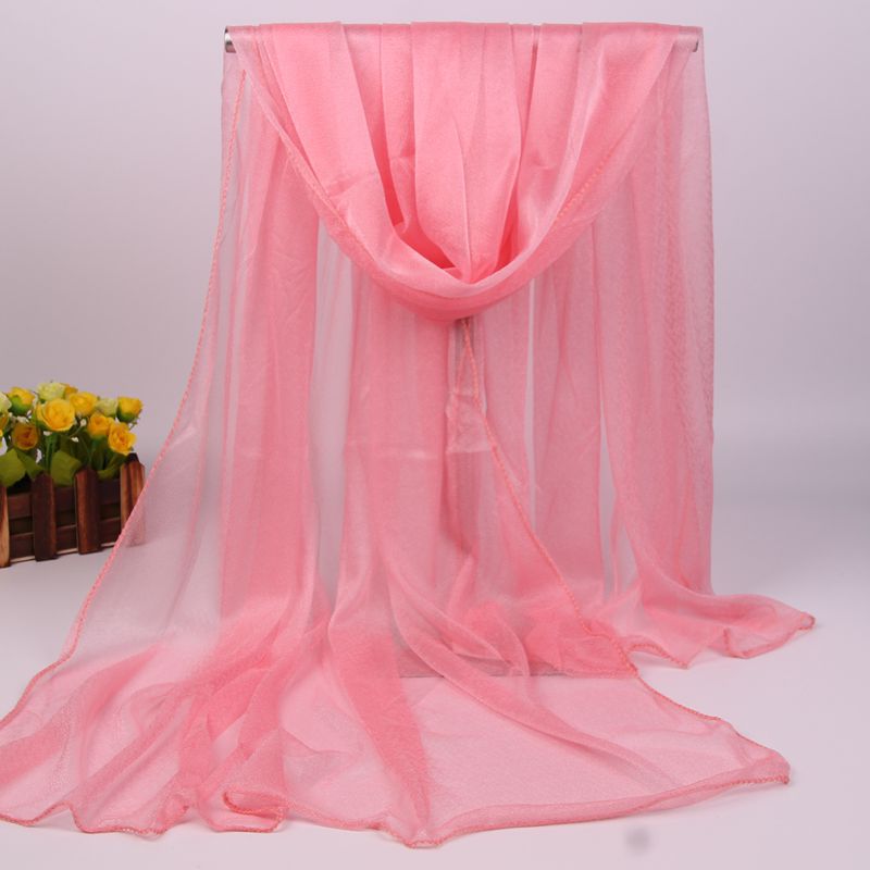

Wraps New scarf women's versatile long Chiffon shawl summer sunscreen beach towel solid color silk scarf, Customize
