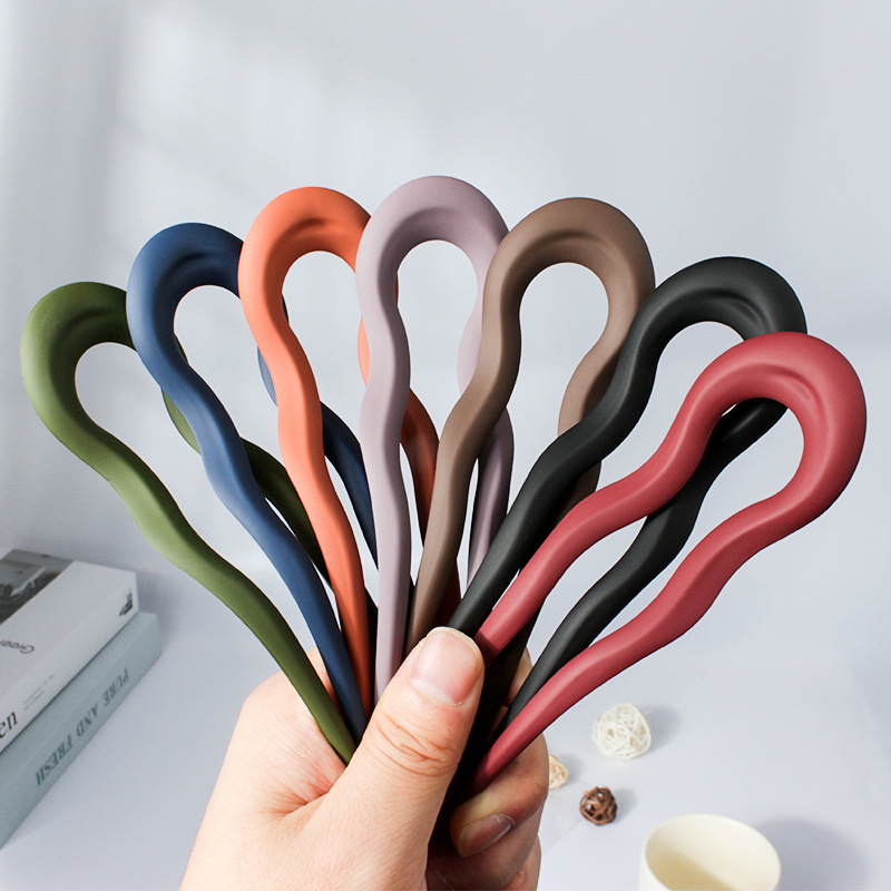 

Fashion U-shape Matt Color Plastic HairPins Women Solid Hair Styling HairClips 13cm Big Barrette Ponytail Holder Hair Bun Maker
