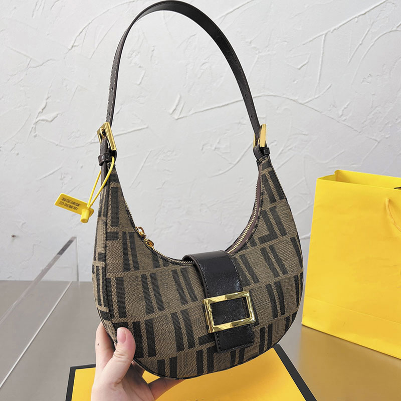 

Womens Baguette Fashion Handbags Clutch Shoulder Bags Classic Style Letters Metal Zipper Suitable All Kinds Retro Collocations Lady Wallet, Brown