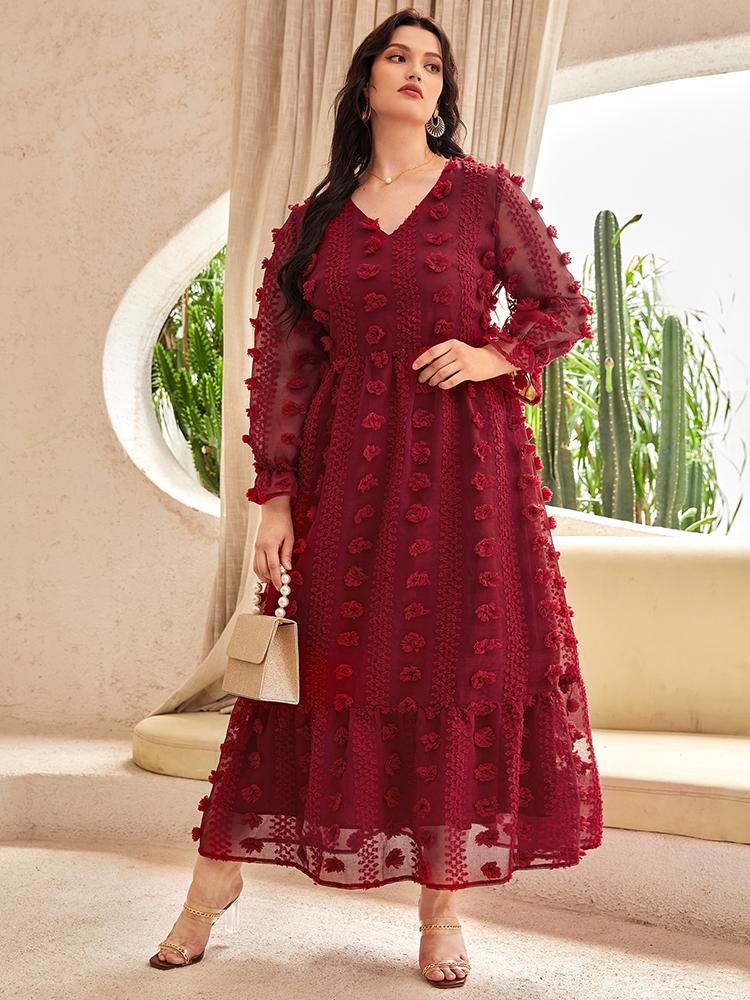 

Plus Size Dresses Women's Elegant Oversized Maxi 2022 Spring Winter Red Large Long Sleeve Evening Party Festival ClothingPlus